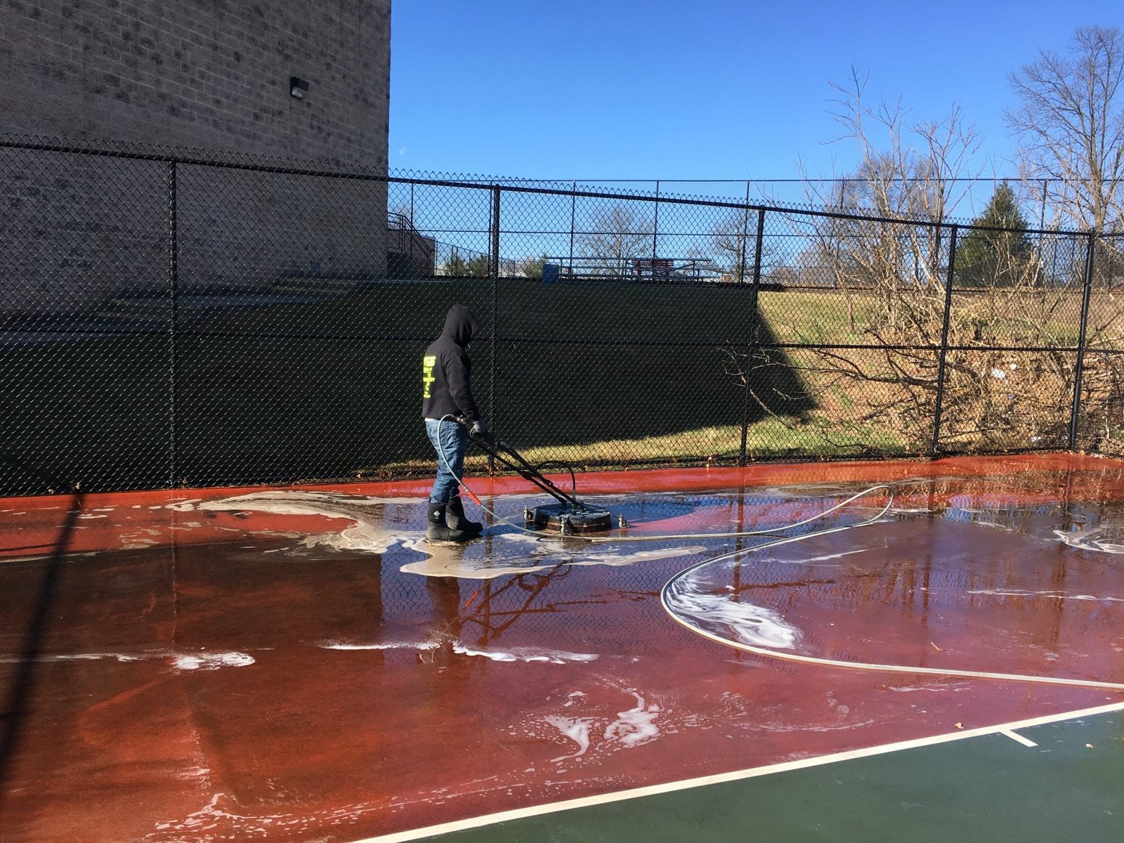 A safe and attractive business exterior is as easy as clean concrete! Our specialized Hot Water concrete cleaning for commercial surfaces is the ideal way to keep your place of business looking clean, fresh and inviting, while also helping to minimize the risk of “slip & fall” lawsuits.